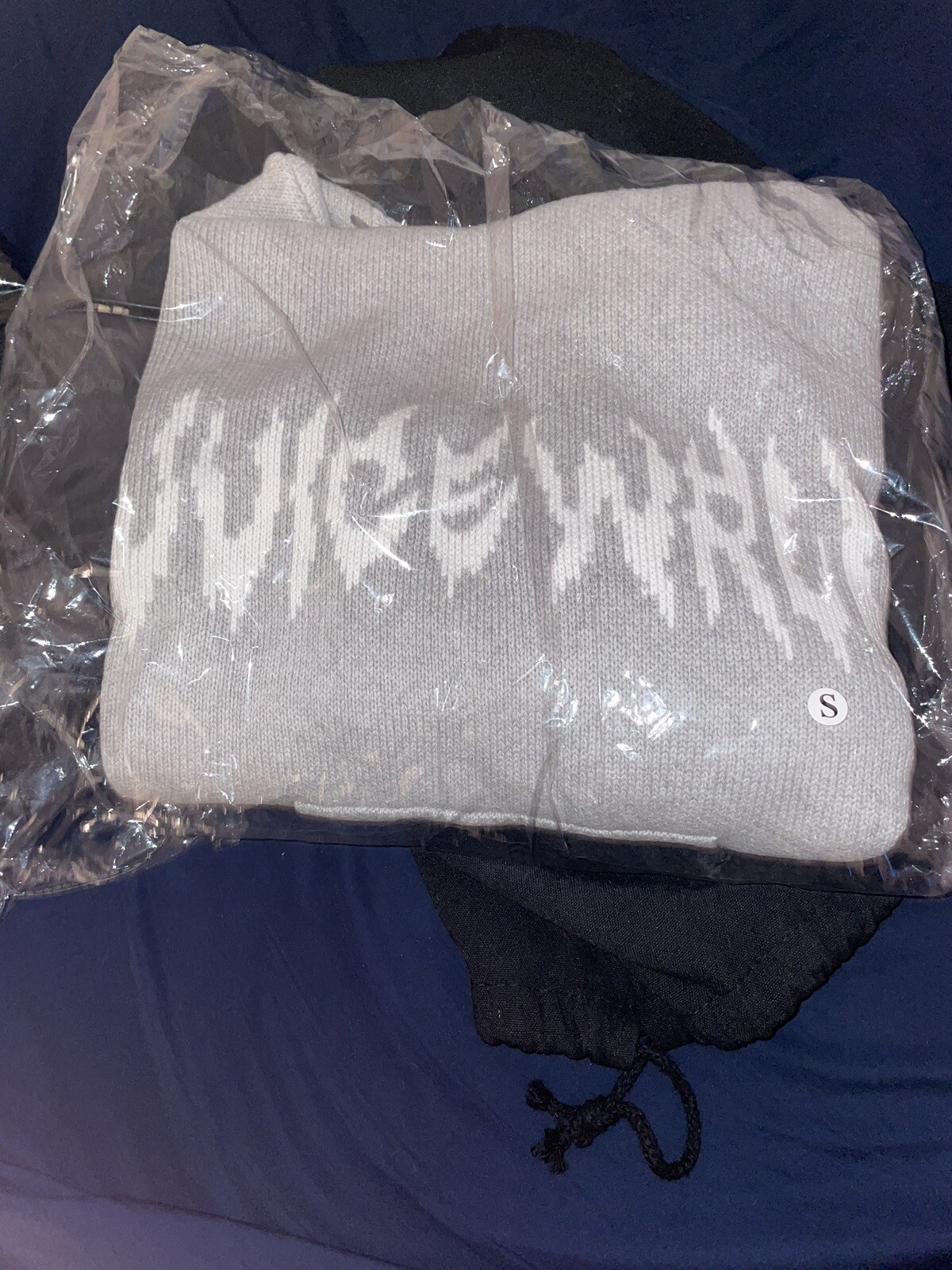 rose in good faith juice wrld 5 Gauge Knit Hoodie, Grey Oversized Small