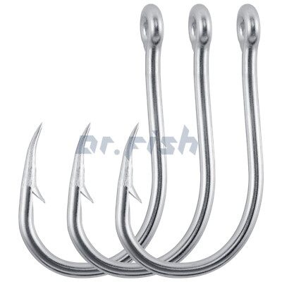 50pcs Saltwater Fishing Circle Hooks Live Bait O'shaughnessy J Hook Tuna  Striper | eBay