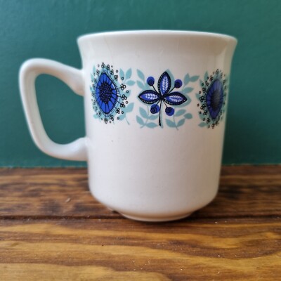 Figgjo Flint Norway Cup Blue Floral Mug by Turi Design, Vintage Norwegian