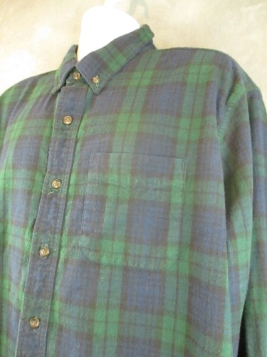 LL Bean Shirt Mens XXL Tall Blackwatch Plaid Long Sleeve Lightweight Flannel - Picture 3 of 10