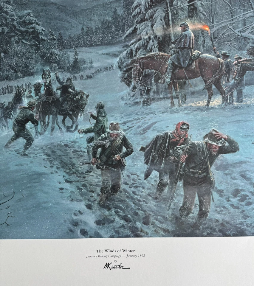 Mort Kunstler - Los vientos del invierno - Impresión coleccionable de la Guerra Civil - Certificado de autenticidad Foto 2 de 4