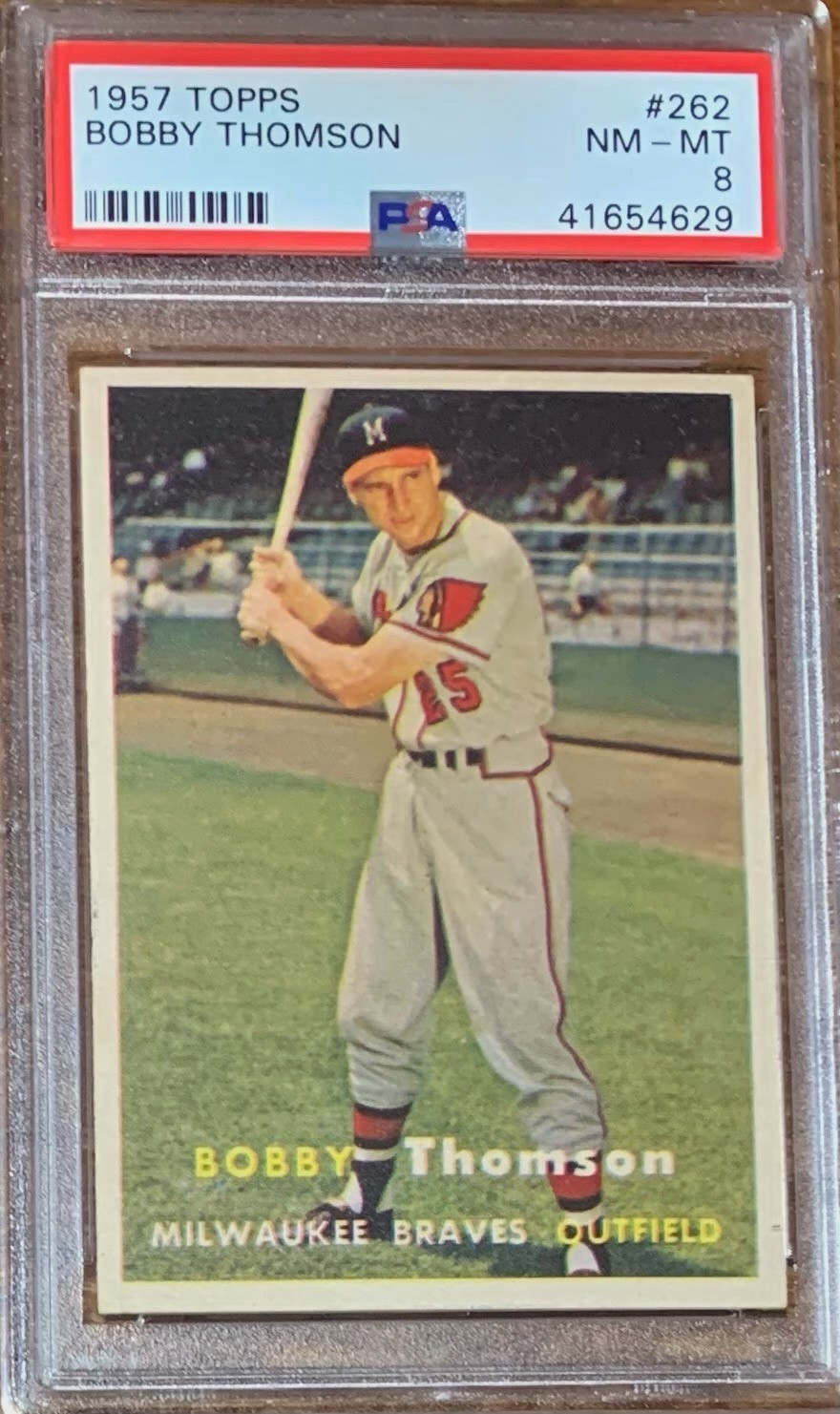1957 Topps Baseball #262 Bobby Thomson Milwaukee Braves PSA 8 Nicely Centered