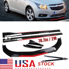 Front Bumper Lip Splitter Spoiler Glossy Black +Red For Chevrolet Cruze