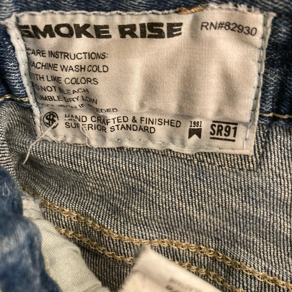 Jeans masculino cintura fumaça 34x32 unidade bordado grafite pintura grunge desgastado - Imagem 3 de 4