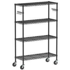 4-Tier Storage Shelving Unit with Wheels Metal Rolling Shelves Adjustable Layer