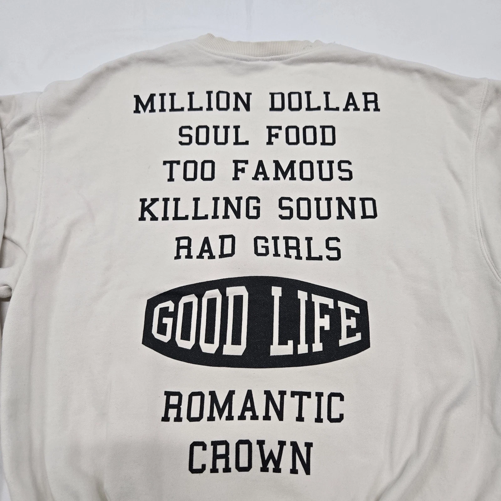 OFF WHITE Maglione Corona Romantico Taglia SMALL Bts V Wear Patata French Fry Cream Felpa