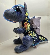Ty Flippables KATE the Dragon 9" Medium Sequin Plush Retired Blue Preowned RARE 