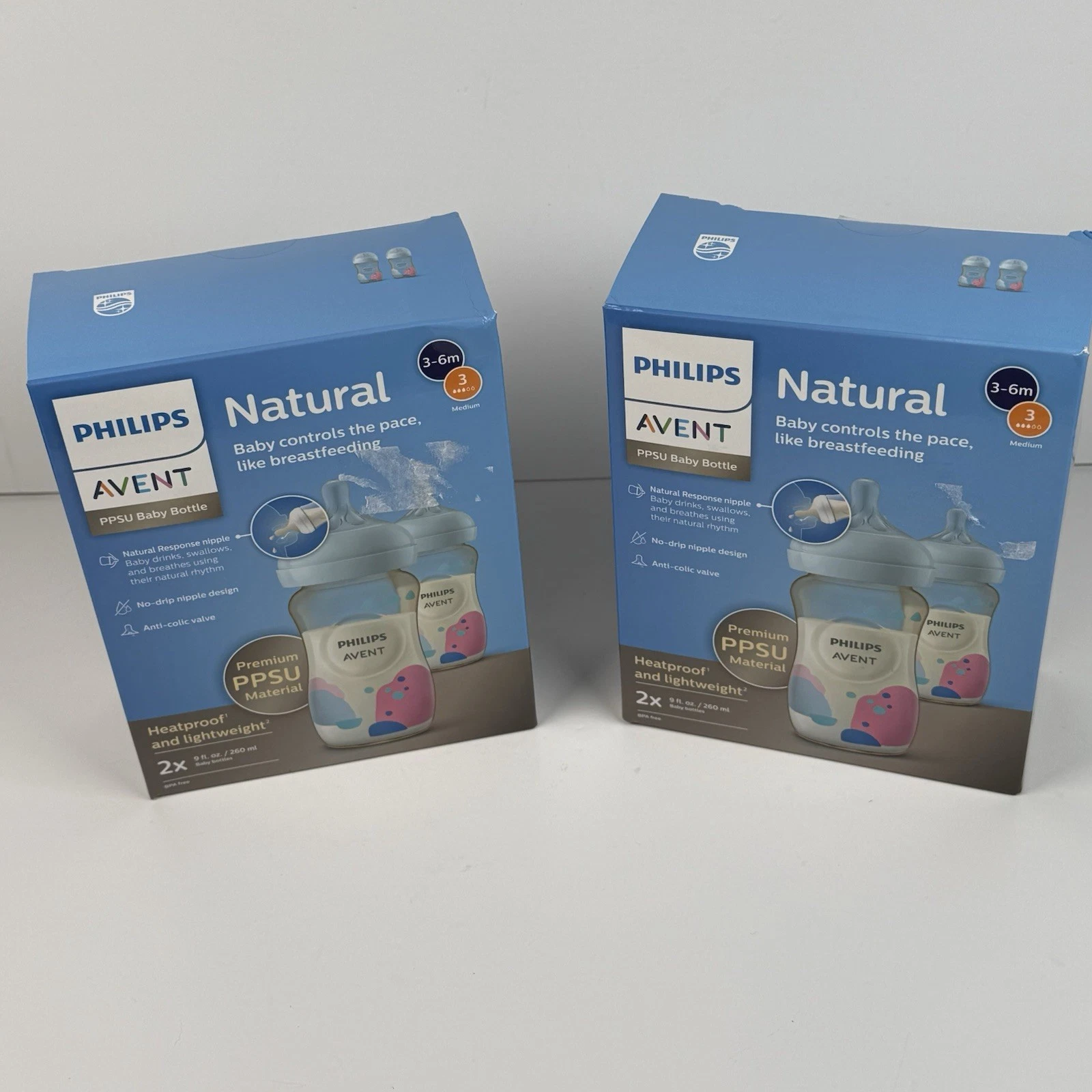 Philips Avent Natural PPSU Baby Bottles - 9oz 2pk TWO BOXES 3 Medium No Drip
Opens in a new window o