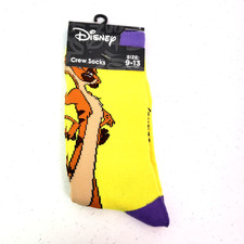 Disney Lion King Timon Adult Size 9-13 Yellow Novelty Graphic Crew Socks 1 Pk