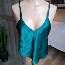 Victoria's Secret Emerald Green Small Cami Top Vintage Gold Label Slip Lingerie