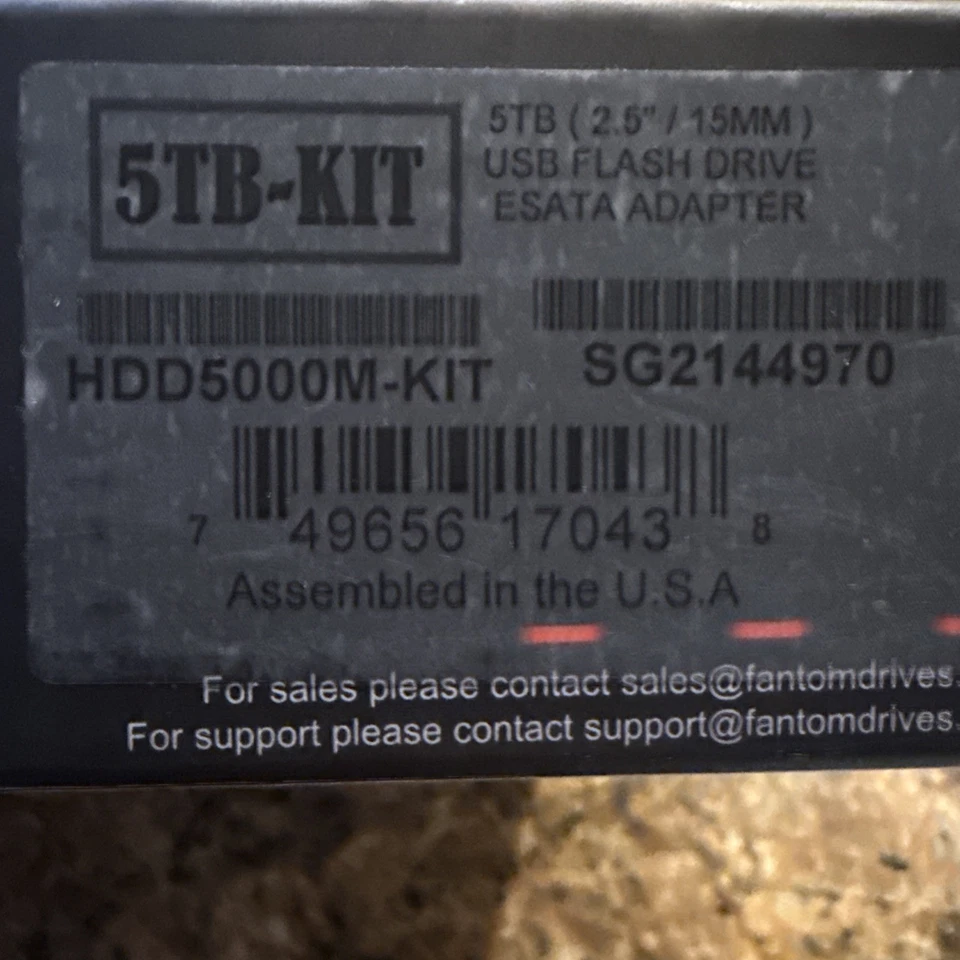Fantom Drives 5TB Hard Drive Upgrade Kit USB Flash Drive ESATA Adapter - Image 3 of 4