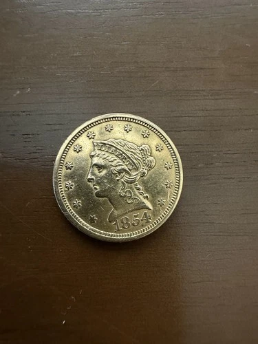 1854 $2.50 Gold Liberty Quarter Eagle 90% Gold Coin