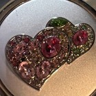 Silver Compact Dual-Sided Makeup Mirror with Jeweled Heart Design, Portable — photo 2