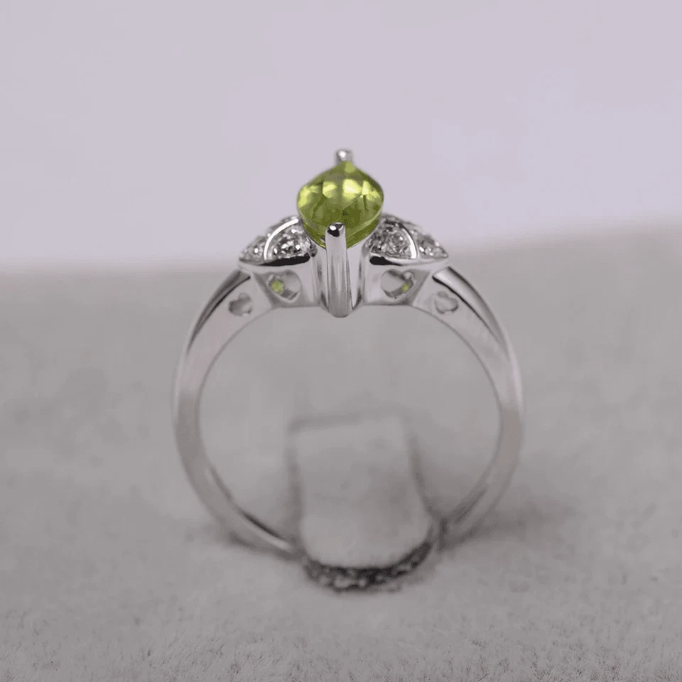 925 Sterling Silver Green Peridot Ring Natural Gemstone Minimal Women Ring - Image 3 of 4