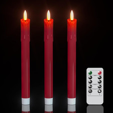 Dripping Flameless Taper Candles Flickering with Remote and Timer Battery Operat