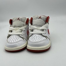 Nike Jordan 1 Mid SE Toddler Shoes White/Dune Red/Sail Lobster, Size 3C