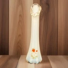 Vtg  Fenton 8”Hand Painted Opalescent Art Glass Swung Bud Vase Strawberry Amy S.