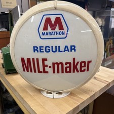 Vintage Marathon Mile Maker Regular Gas Pump Globe Glass Lens Oil