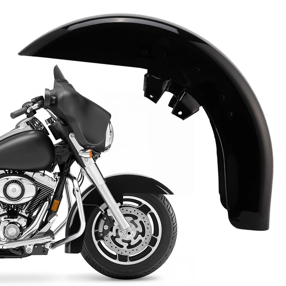 Vivid Black Front Fender Fit For Harley Touring Street Road Glide 1989 1990-2013 Foto 3 de 4
