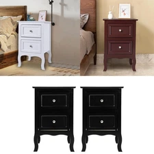Set Of 2 Bedside Nightstand Cabinet w/ 2 Drawers Storage Bedroom Sofa End Table