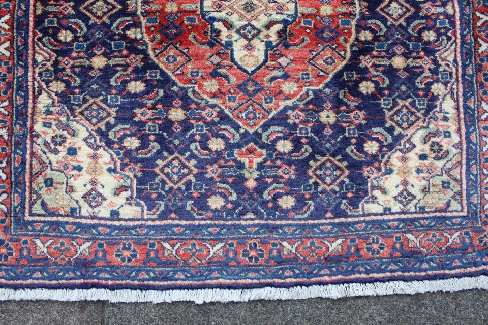 Fine Vintage Hand Made Traditional Rug Oriental Wool Blue Small Rug 75x67cm - Image 4 of 4
