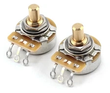 2x TAOT Custom CTS 250K Pot 1/4” Short Solid Shaft Audio Taper Clear Stamping