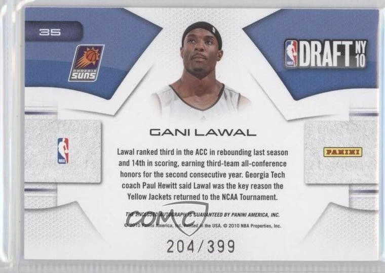 2010 Prestige NBA Class Draft Logo /399 Gani Lawal #35 RPA Rookie Patch Auto RC - Image 2 of 2