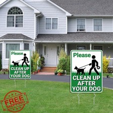 Dog Signs 2 Pack Yard Signs No Pooping Double Sided Metal Stakes