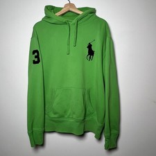 Polo Ralph Lauren Mens Hoodie Sweatshirt Green Size Large Navy Big Pony and 3