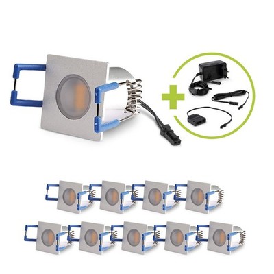 LED Mini Einbauspot 1.5W 12V 3000K IP20 - Form: eckig 30x30mm - Anzahl: 10x