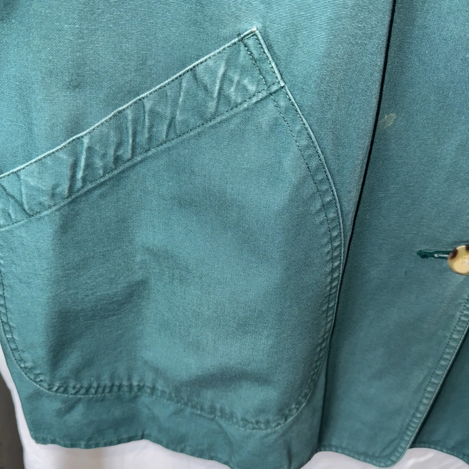 Cherokee Flannel Lined Barn Chore Coat Green XL Navy Corduroy Collar Vtg Good - Image 4 of 4