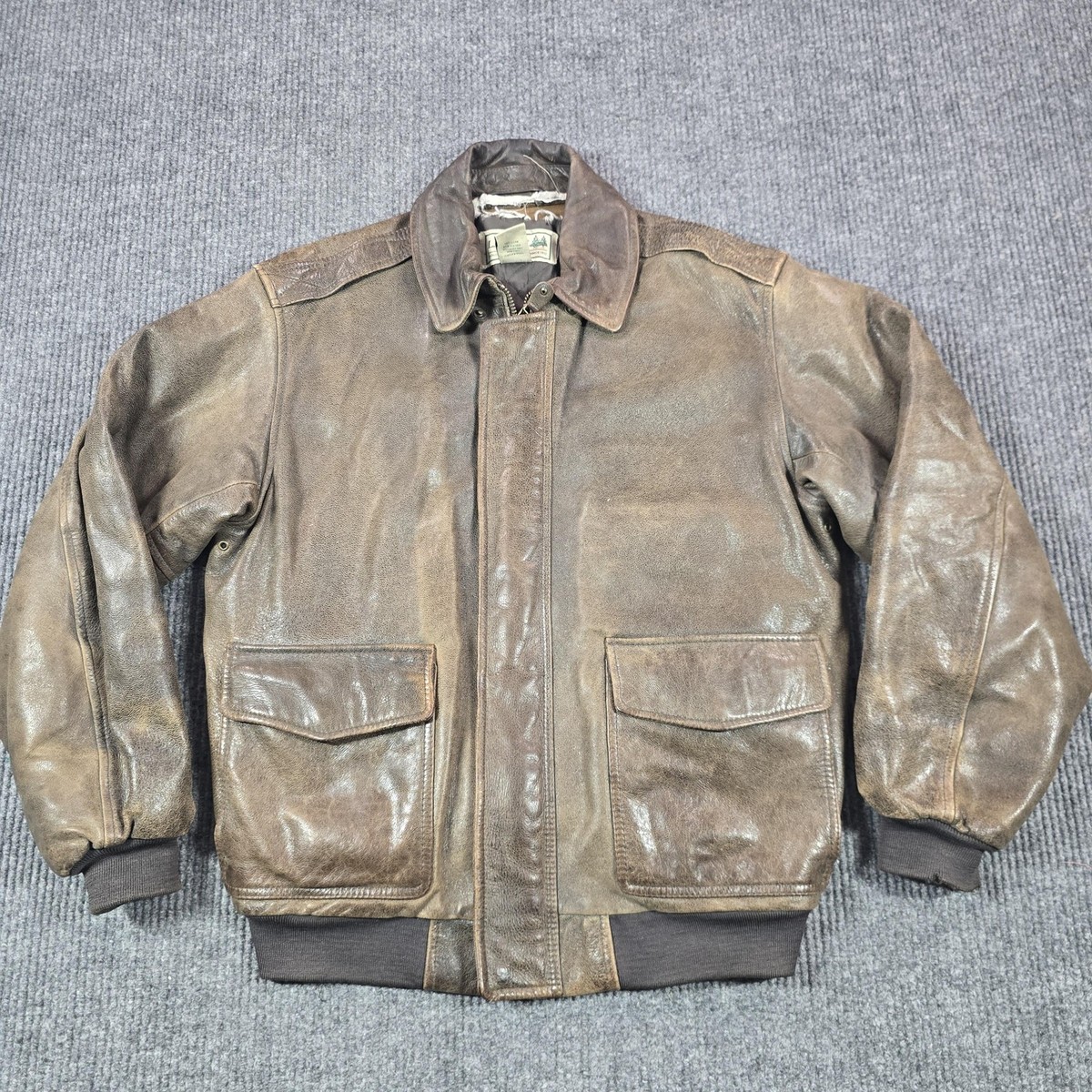 Vintage LL Bean Jacket Mens Large Brown Leather Thinsulate Bomber