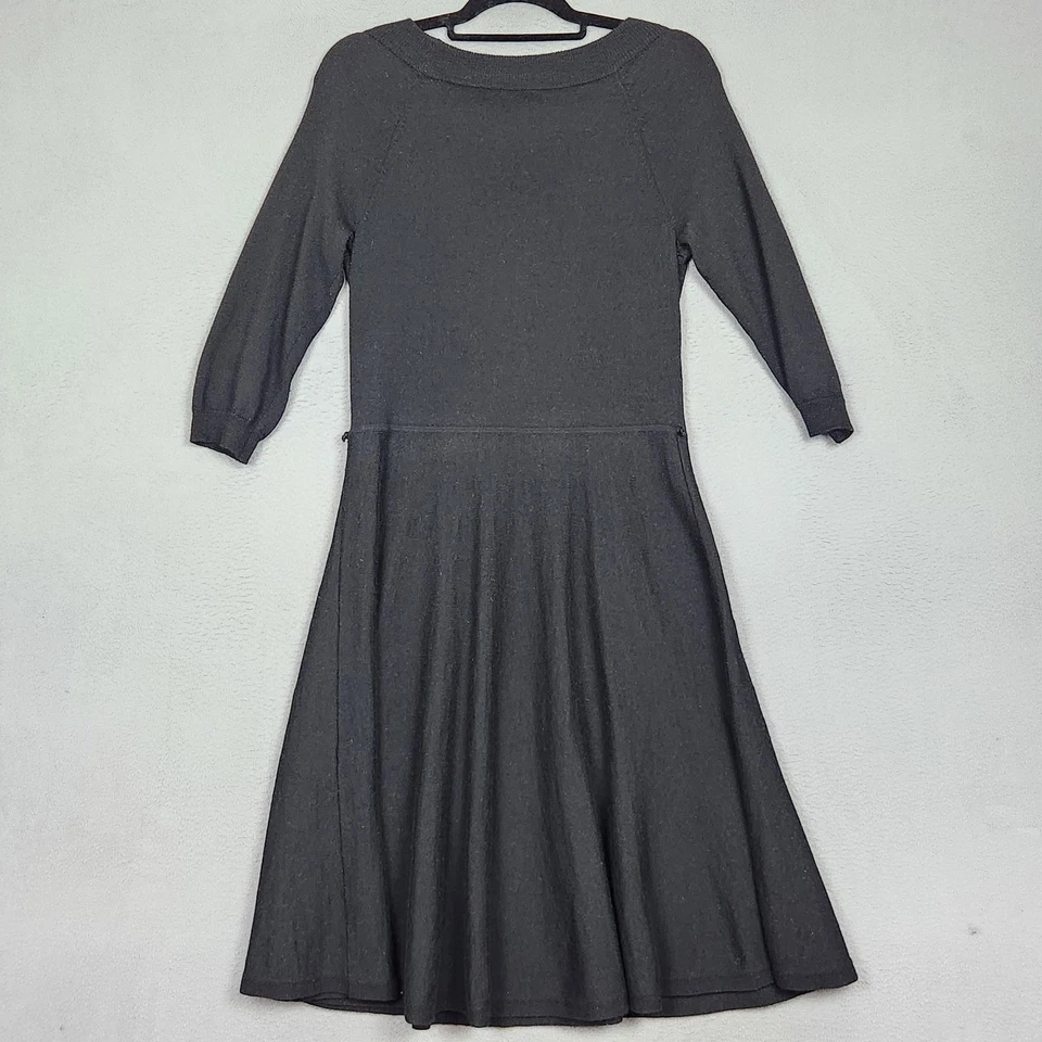 Lauren Ralph Lauren Dress Womens Large Black Merino Wool Fit & Flare 3/4 Sleeve - Image 2 of 4