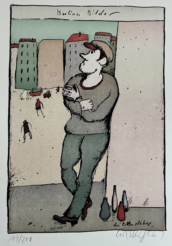 Kurt Mühlenhaupt Signierte numm. Orig. Lithographie- Berliner Bilder Eckensteher - Bild 2 von 4