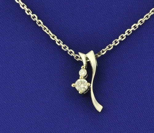 0.14 ct 18k White Gold Natural Diamond Pendant Stylish 1.00 gram made in USA - 第 1/3 張圖片