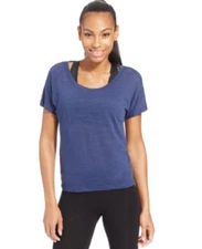 Ideology Women's Size XS High-Low Hem Athletic Top, Navy Blue Serenity