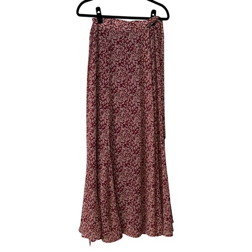 NWT New York & Company Maxi Length Floral Red True Wrap Skirt Size Small