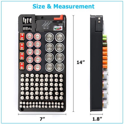 Battery Storage Organizer Case with Removable Tester for AAA AA 9V C D Batteries - Picture 7 of 12