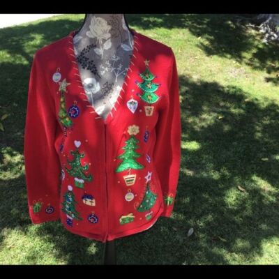 Pull De Noël Tiara International à Boutons - Taille M Multicolore - Occasion Très Bon état