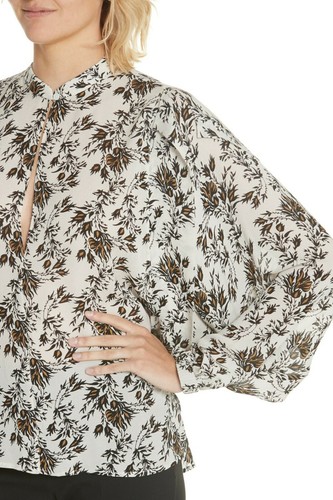 NWT $325 Robert Rodriguez Japanese Floral ruffle Blouse 1806T14 CHKORCHID sz XS - Picture 4 of 6