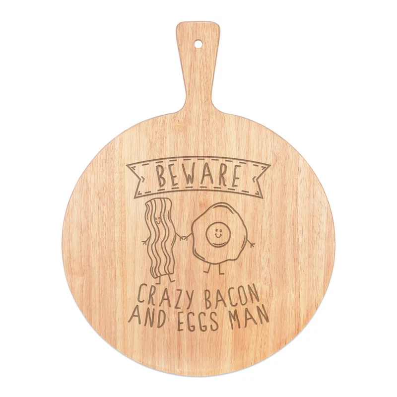 Bacon Eggs Pizza Wooden Breakfast Chopping Board