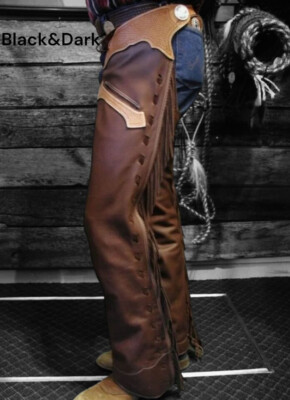 Handgefertigte braune Leder Cowboy Chaps Rodeo Hose Western Wilder Westen Geschenke für Männer