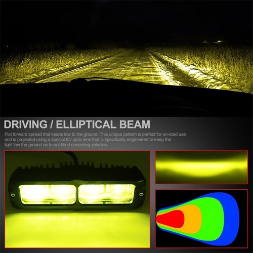 2X 6inch LED Work Light Bar Spot Pods Fog Lamp Offroad Driving Truck 4WD Yellow - Picture 9 of 13