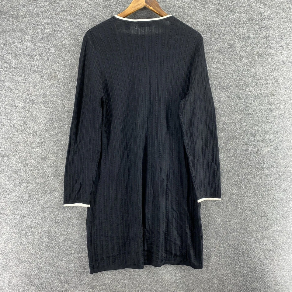 Cárdigan Kate Hill Mujer L Grande Negro Un Botón Cuello en V Manga Larga Rayón Foto 2 de 4