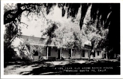 Vintage RPPC Postcard Old Adobe Ranch House Rancho Santa Fe CA California  K-241