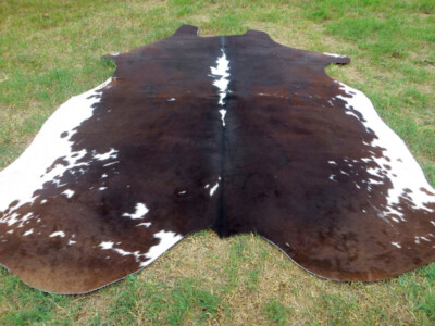DARK BROWN chocolate & WHITE Cowhide Rug natural Cowhides Cow Hide Skin black BC