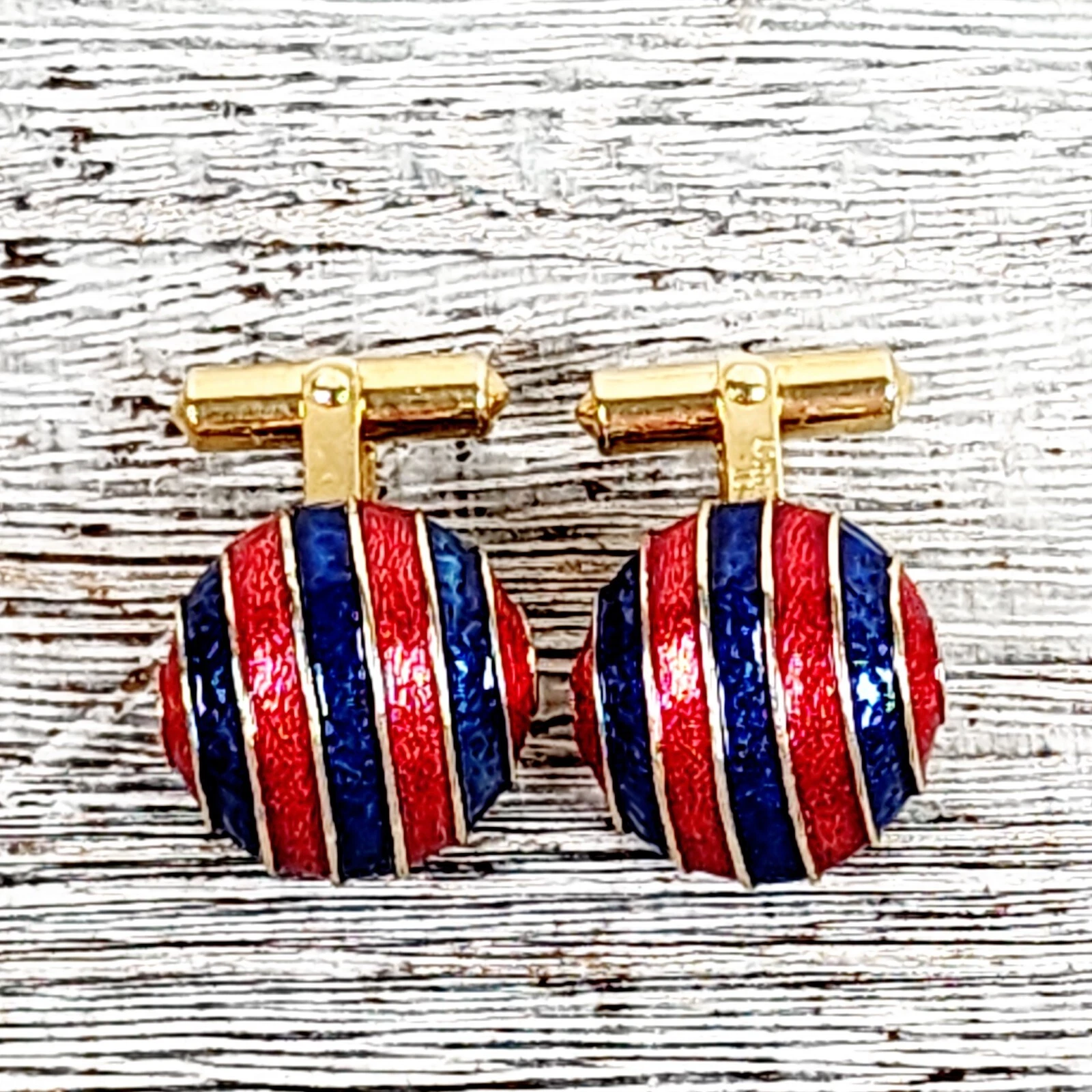 BOUTONS DE MANCHETTE ÉMAILLÉS VINTAGE CHRISTIAN DIOR SIGNÉS HOMME TON OR BIJOUX RÉTRO