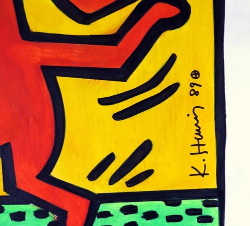 KEITH HARING / Awesome Acrylic on Paper Technique, Signed & Dated. 89 / Pop Art - Picture 4 of 13