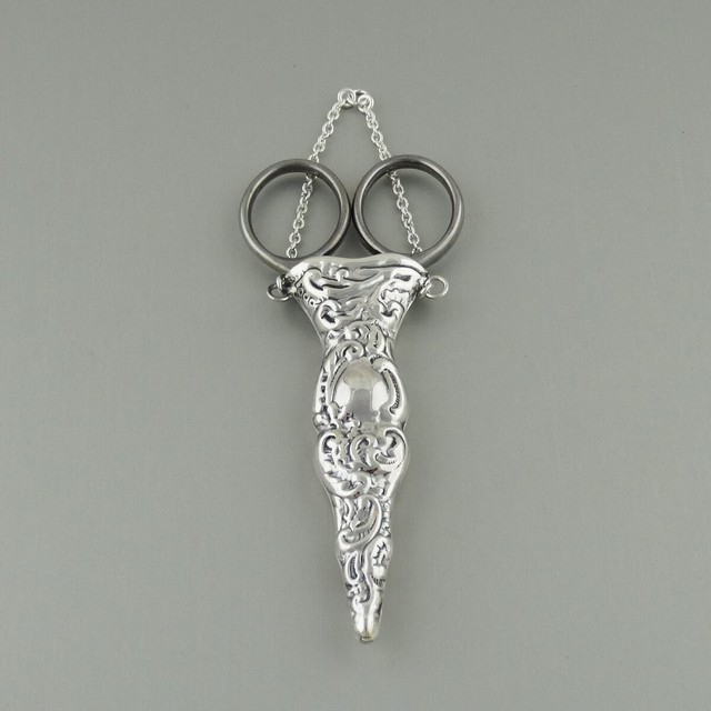 Sterling Silver Antique Replica Hanging Scissor Holder with Stainless