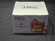 LIBBEY 3.875" Double Old Fashioned IMPRESSIONS 12oz Glass - BRAND NEW Set Of 4